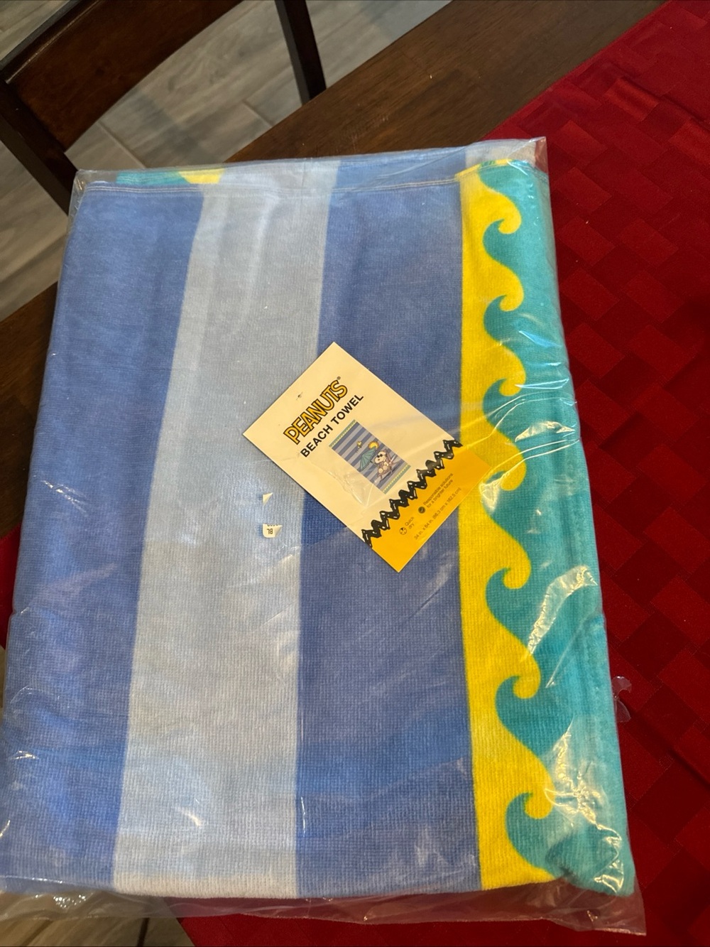 Peanuts Beach Towel - Blue & Yellow Wave Stripe
